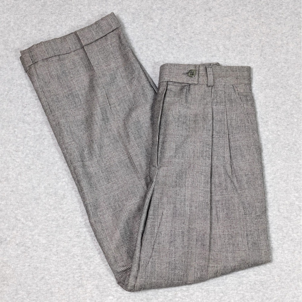 Vintage Fred Hayman Beverly Hills 100% Wool Trousers Size 6 Houndstooth Plaid